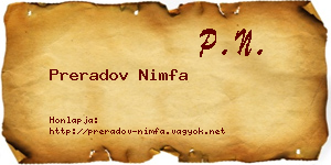 Preradov Nimfa névjegykártya